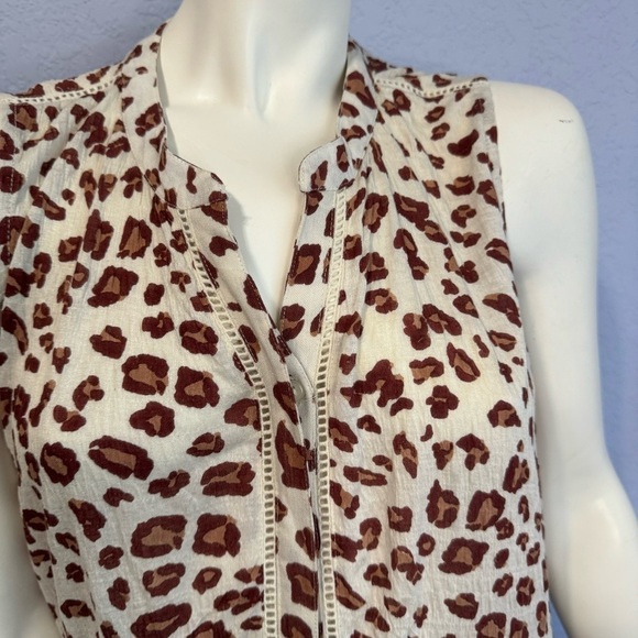 By Anthropologie Nina Leopard Button Up Mob Wife Lagenlook Long Length Tunic - Picture 3 of 8